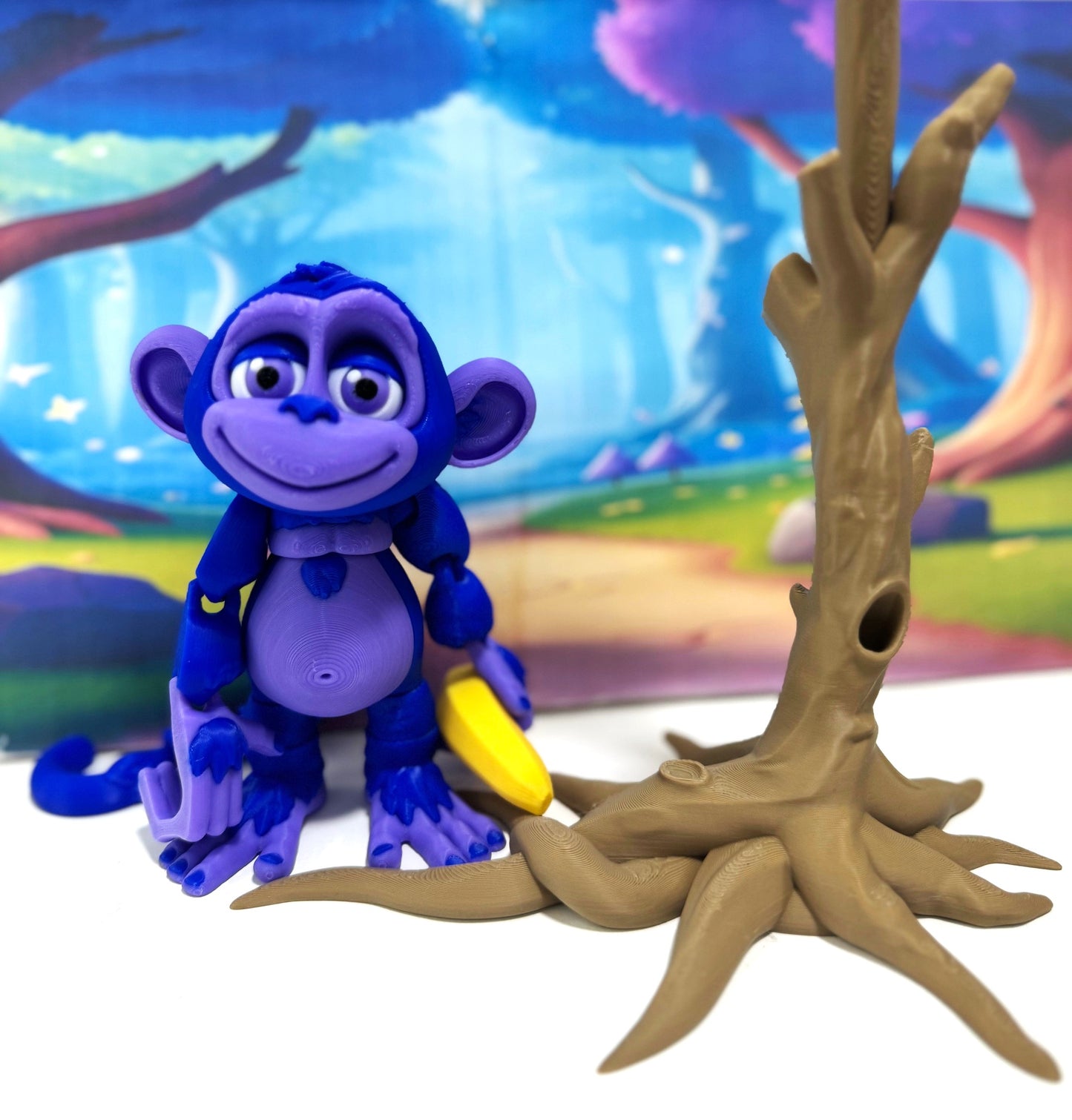 Articulated Monkey, 3D Printed Fidget Toy, 5" Articulated Posable, Hangable Monkey, Stands on Its Own for Fun Poses and Display -AM001-LARGE-BP