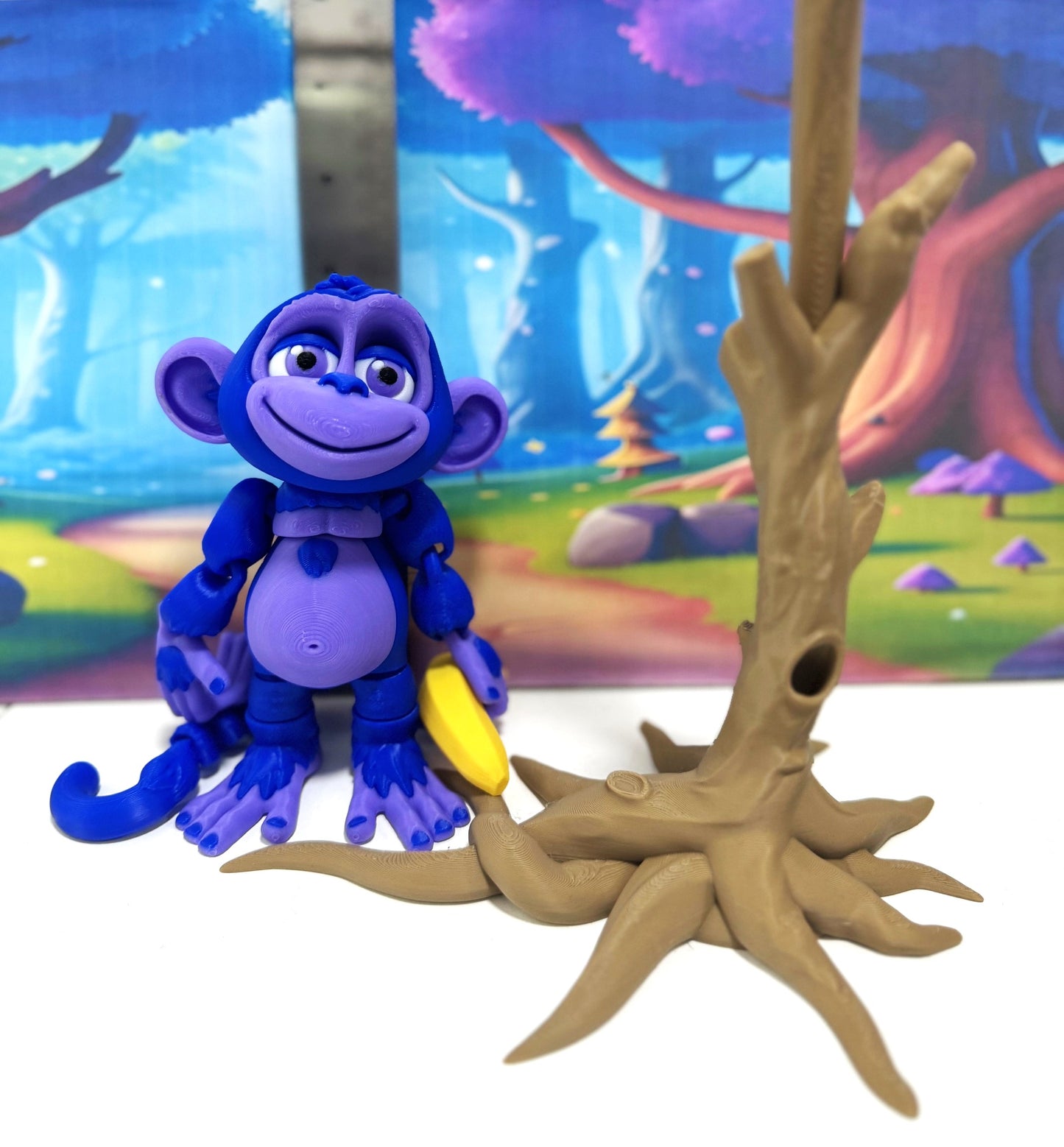 Articulated Monkey, 3D Printed Fidget Toy, 5" Articulated Posable, Hangable Monkey, Stands on Its Own for Fun Poses and Display -AM001-LARGE-BP