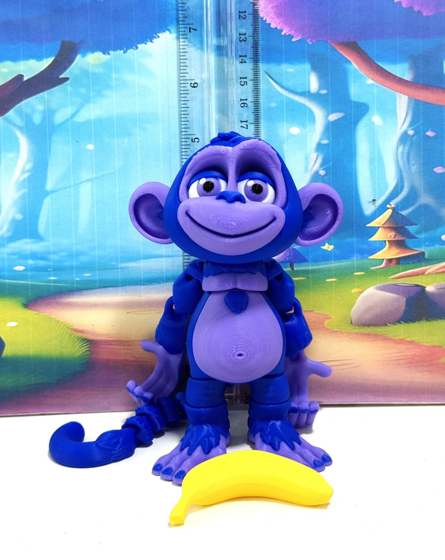 Articulated Monkey, 3D Printed Fidget Toy, 5" Articulated Posable, Hangable Monkey, Stands on Its Own for Fun Poses and Display -AM001-LARGE-BP