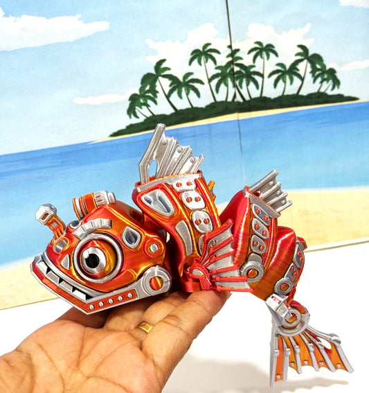 3D Printed Cyber Fish 7" Articulated Futuristic Cyber Fish Toy, Cyber Sci-Fi  Fidget Toy