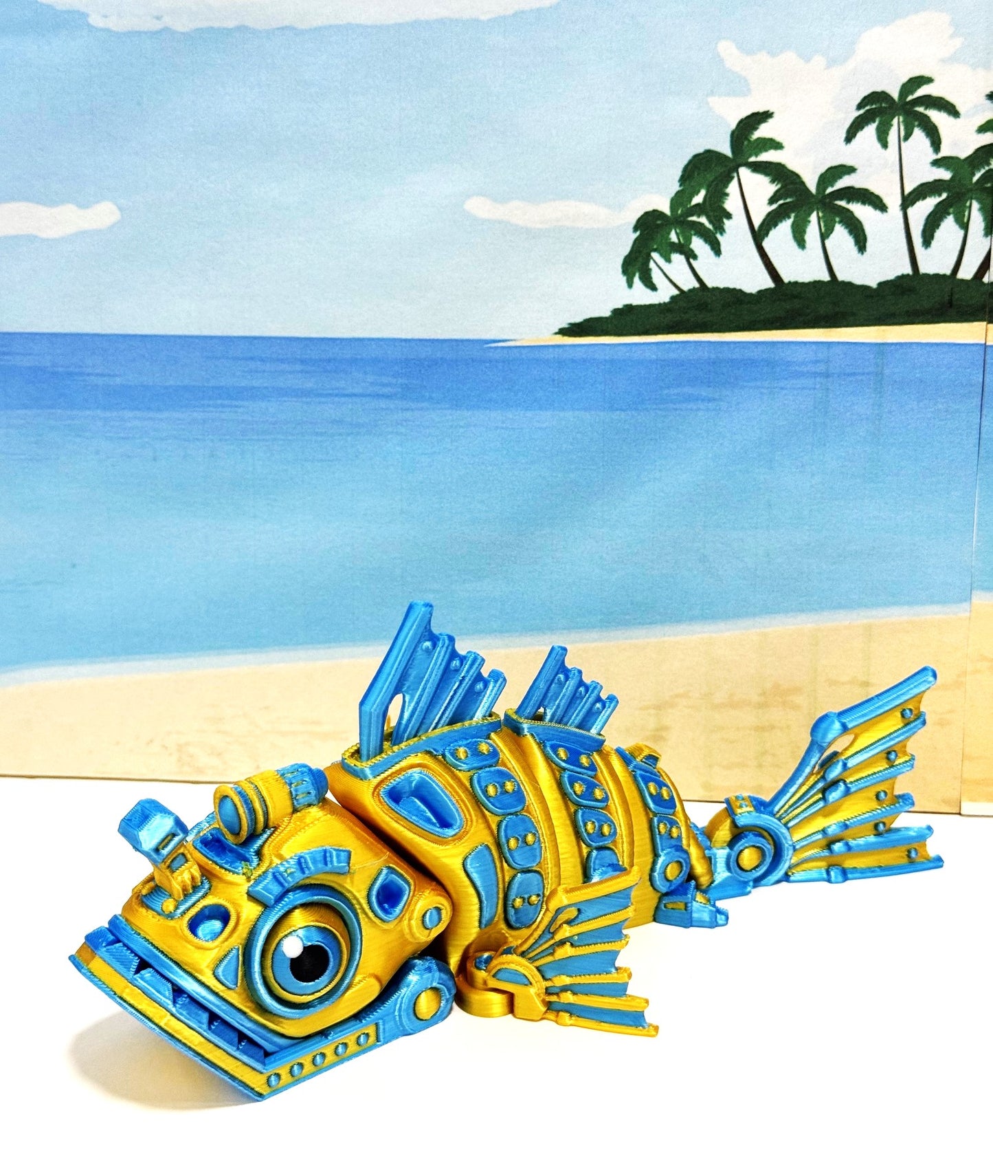 3D Printed Cyber Fish 7" Articulated Futuristic Cyber Fish Toy, Cyber Sci-Fi  Fidget Toy