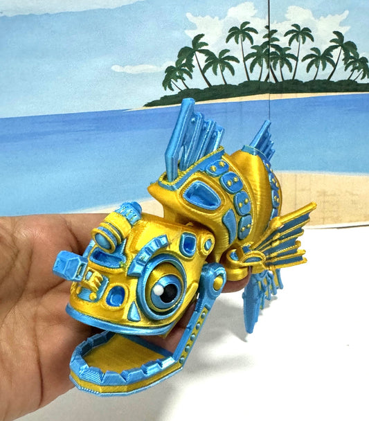 3D Printed Cyber Fish 7" Articulated Futuristic Cyber Fish Toy, Cyber Sci-Fi  Fidget Toy
