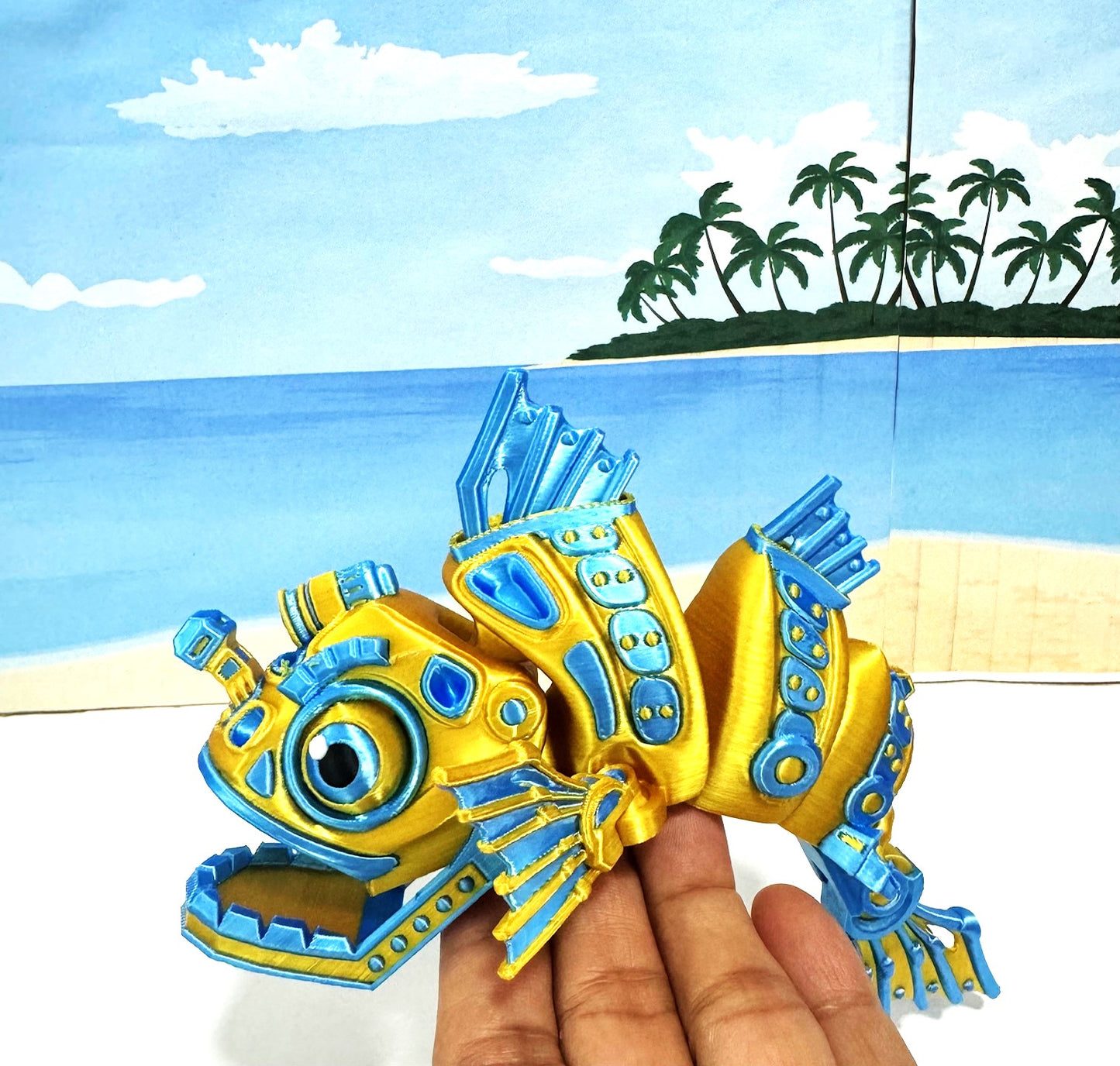 3D Printed Cyber Fish 7" Articulated Futuristic Cyber Fish Toy, Cyber Sci-Fi  Fidget Toy