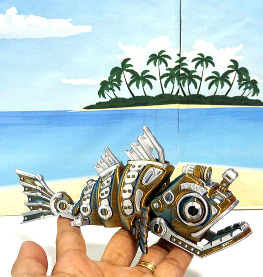 3D Printed Cyber Fish 7" Articulated Futuristic Cyber Fish Toy, Cyber Sci-Fi  Fidget Toy