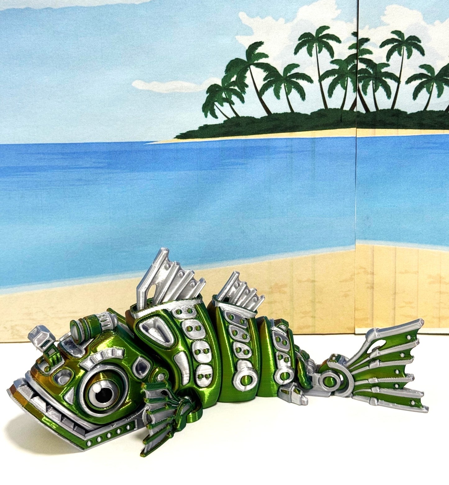 3D Printed Cyber Fish 7" Articulated Futuristic Cyber Fish Toy, Cyber Sci-Fi  Fidget Toy