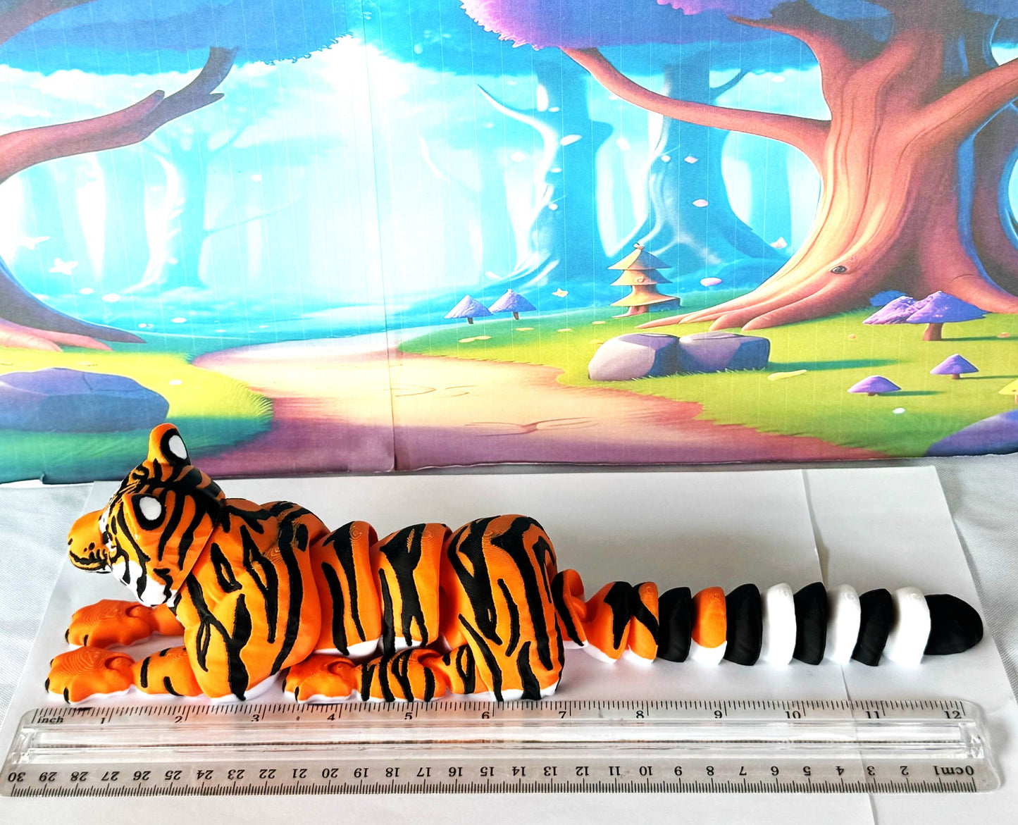 2pcs 3D Printed Tiger, Animal Creature Flexible Tiger Toys, Mother & Child Articulated Fidget Animal for Home Office Executive Desk Decoration AT001-MC-OR