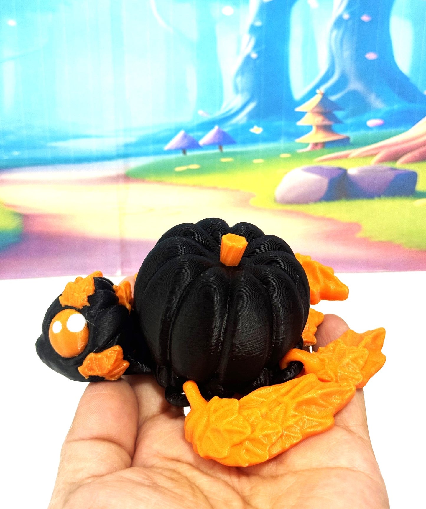 Articulating Pumpkin Turtle, 3" Fall Halloween Decor Desk Decor Fidget ADHD Toy, Articulating Pumpkin Turtle, 4.5" Pumpkin Turtle Fall Decor - APT001-BO