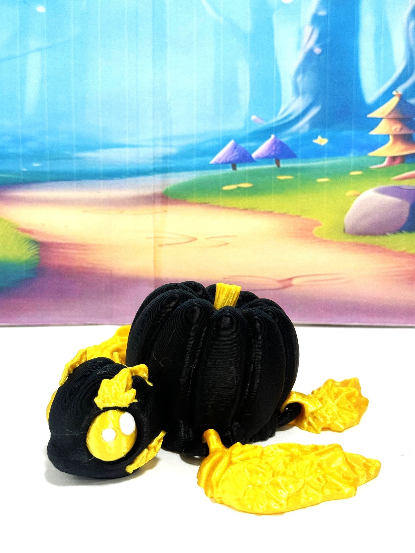 Articulating Pumpkin Turtle, 3" Fall Halloween Decor Desk Decor Fidget ADHD Toy, Pumpkin Turtle Fall Decor - APT001-BG