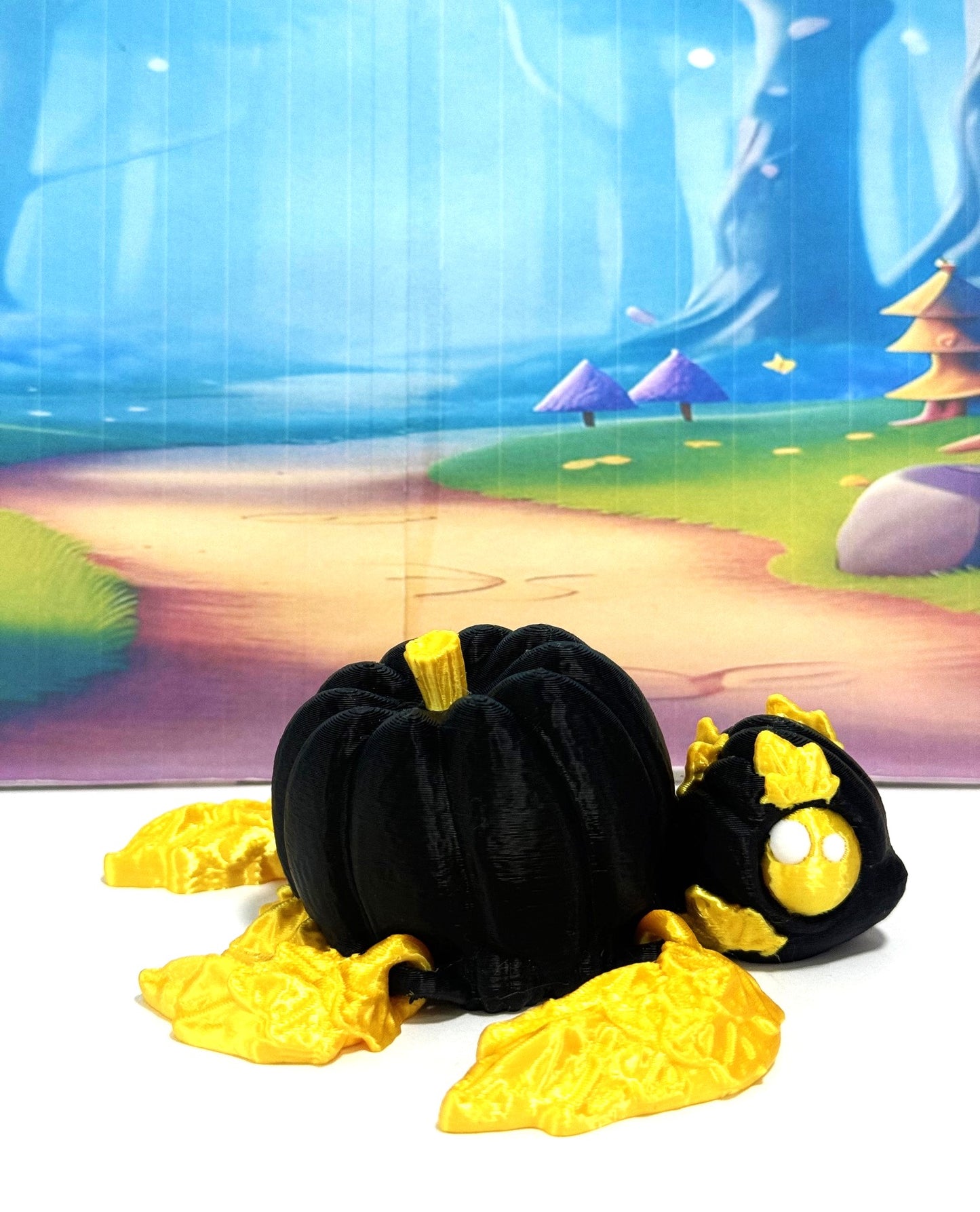 Articulating Pumpkin Turtle, 3" Fall Halloween Decor Desk Decor Fidget ADHD Toy, Pumpkin Turtle Fall Decor - APT001-BG