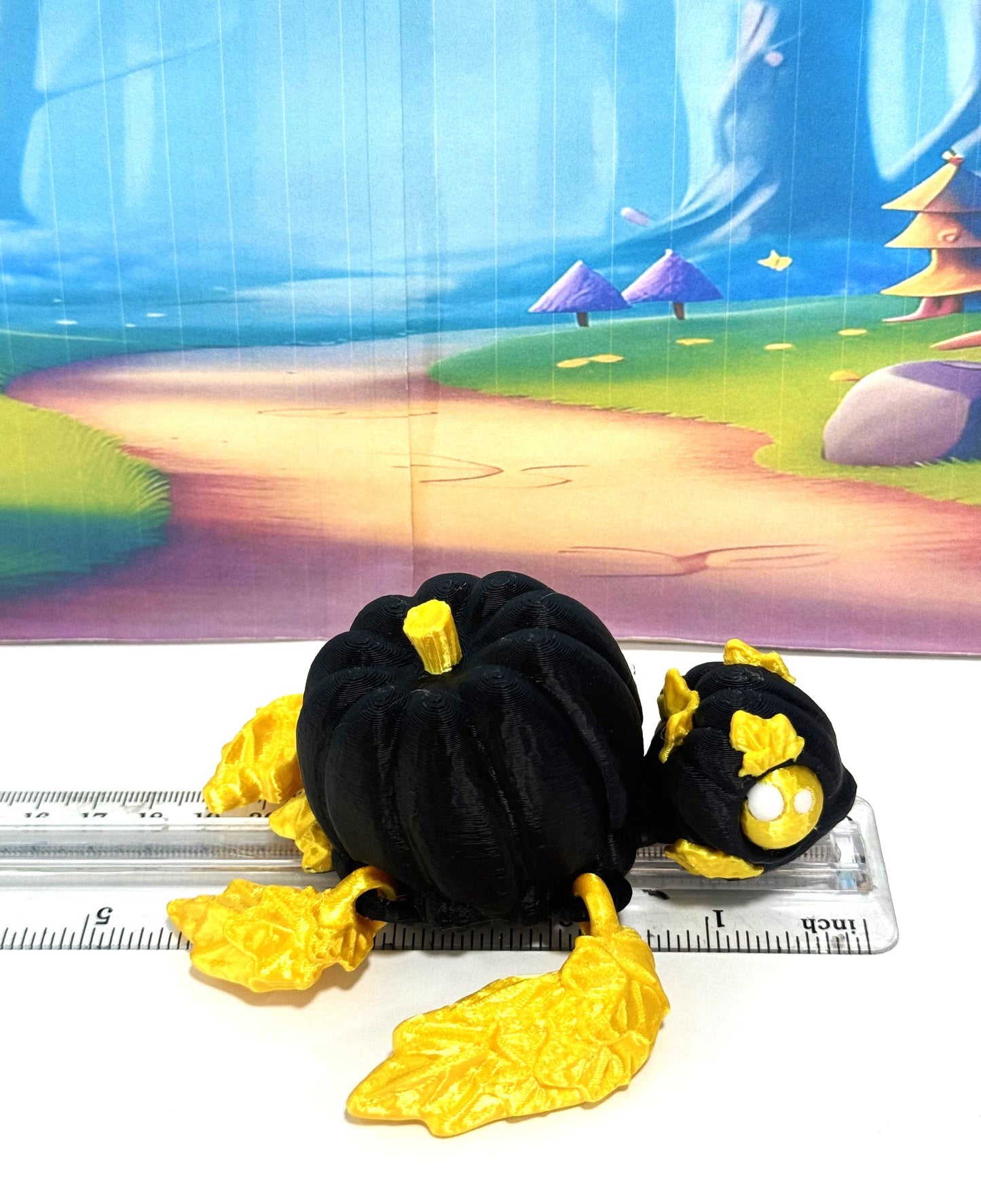 Articulating Pumpkin Turtle, 3" Fall Halloween Decor Desk Decor Fidget ADHD Toy, Pumpkin Turtle Fall Decor - APT001-BG