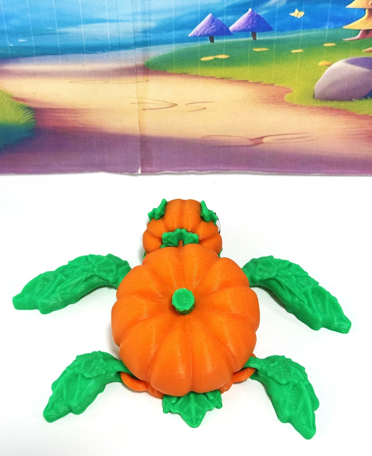 Cute Articulating Pumpkin Turtle, 3" Fall Halloween Decor Desk Decor Fidget ADHD Toy, Pumpkin Turtle Fall Decor - APT001-BG