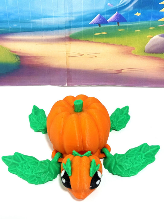 Cute Articulating Pumpkin Turtle, 3" Fall Halloween Decor Desk Decor Fidget ADHD Toy, Pumpkin Turtle Fall Decor - APT001-BG