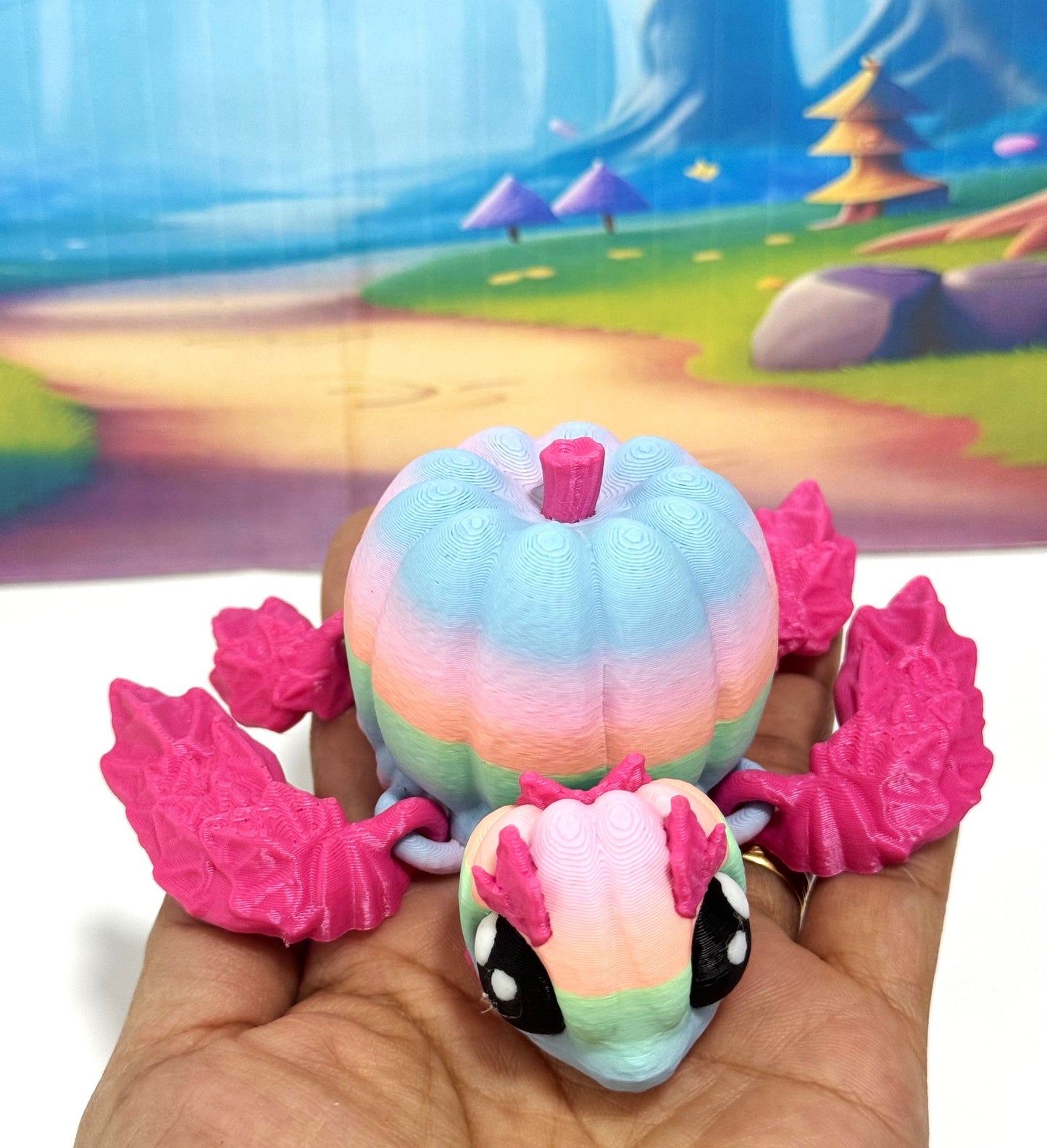 Cute Articulating Pumpkin Turtle, 3" Fall Halloween Decor Desk Decor Fidget ADHD Toy, Articulating Pumpkin Turtle, 4.5" Pumpkin Turtle Fall Decor - APT001-RBW