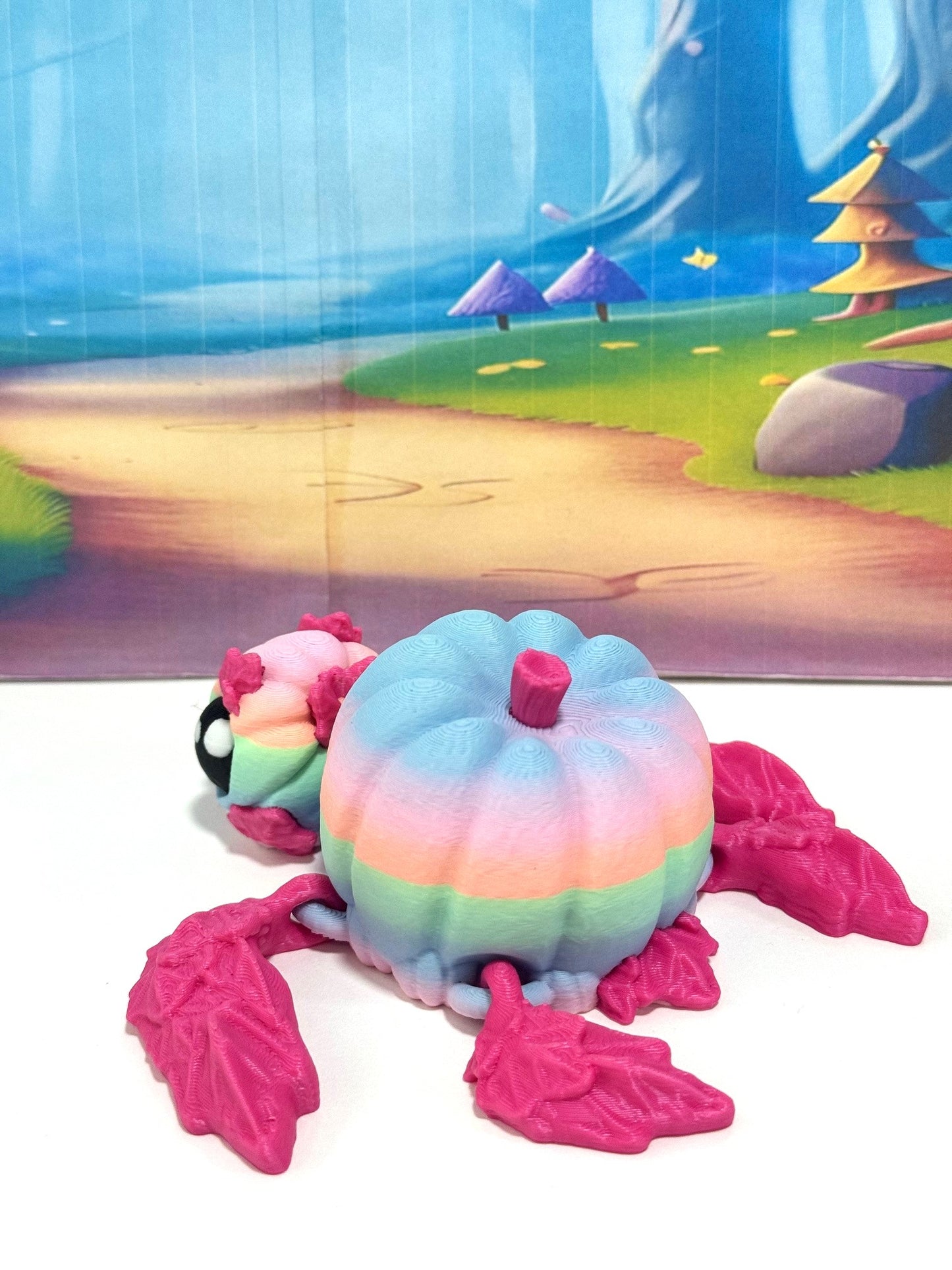 Cute Articulating Pumpkin Turtle, 3" Fall Halloween Decor Desk Decor Fidget ADHD Toy, Articulating Pumpkin Turtle, 4.5" Pumpkin Turtle Fall Decor - APT001-RBW