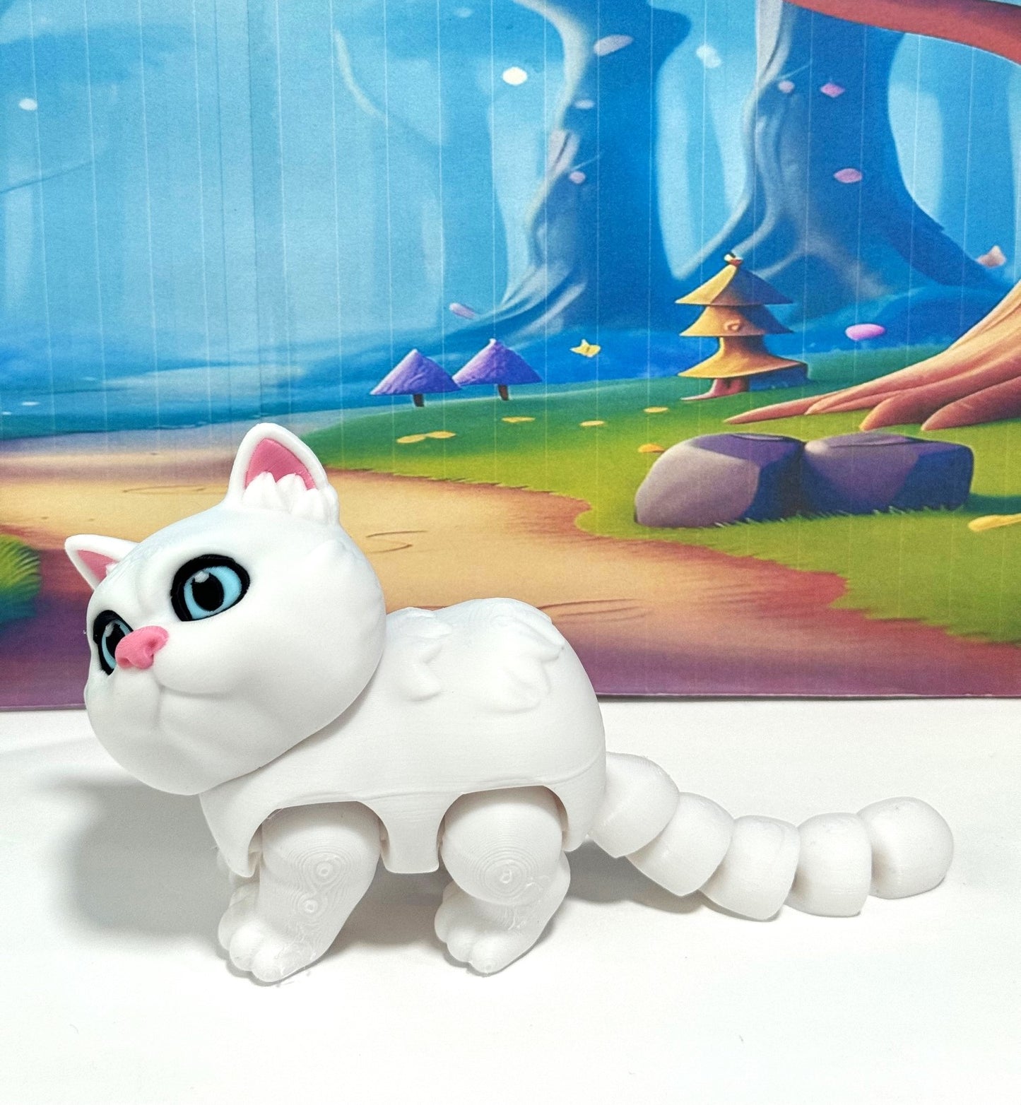 Cute Articulated British Shorthair Cat, 6.5" 3D Printed  Cat Fidget Toy, Gift for Cat Lovers - ABSHC-White