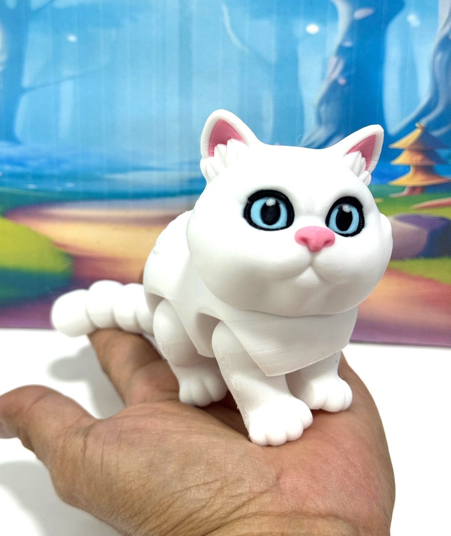 Cute Articulated British Shorthair Cat, 6.5" 3D Printed  Cat Fidget Toy, Gift for Cat Lovers - ABSHC-White