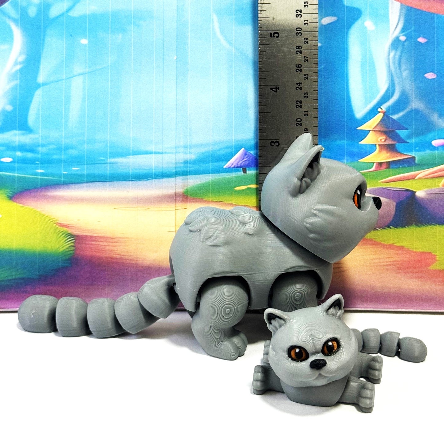 Cute Articulated British Shorthair Cat, 3D Printed Mother and Child Cat Fidget Toy, Gift for Cat Lovers - ABSHC-MC-Gray