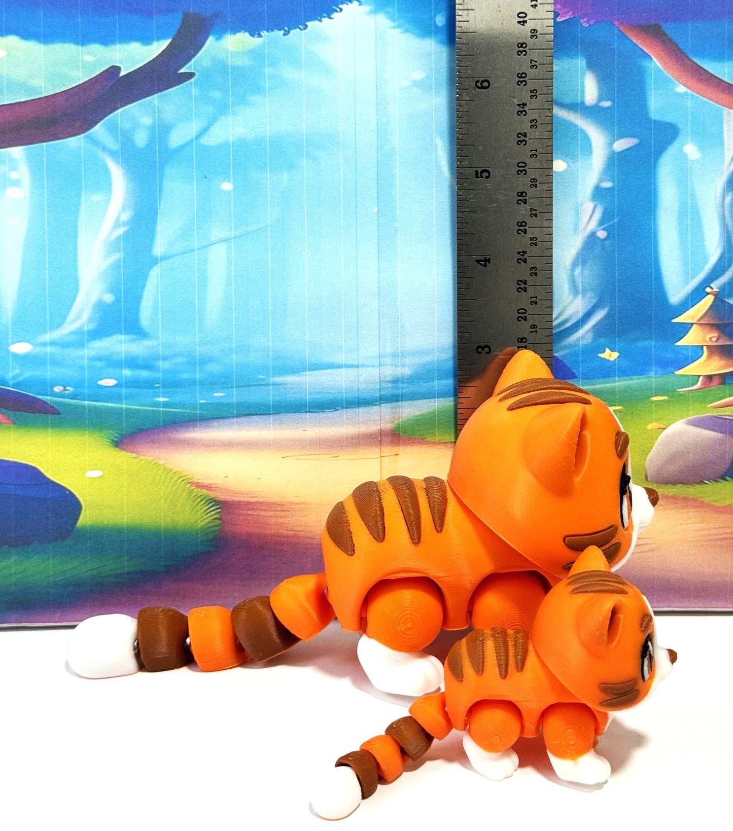 Cute Articulated Ginger Cat, 3D Printed Mother and Child Cat Fidget Toy, Gift for Cat Lovers - AGC001