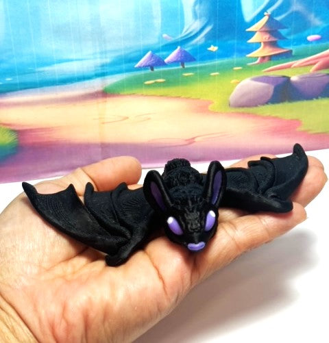 3D Printed Bat, Articulated Cinderbat for Halloween Decor, Spooky Poseable Fidget Trick or Treat Bats