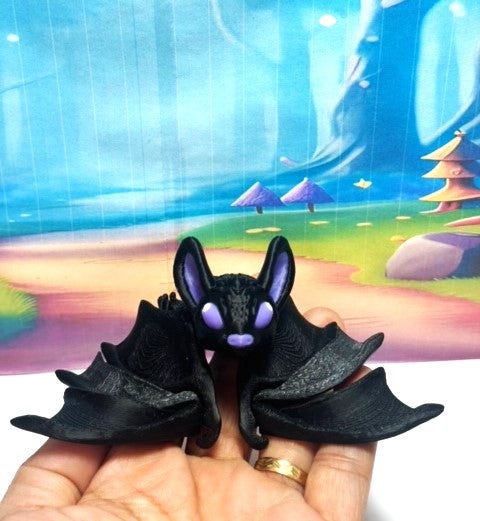3D Printed Bat, Articulated Cinderbat for Halloween Decor, Spooky Poseable Fidget Trick or Treat Bats