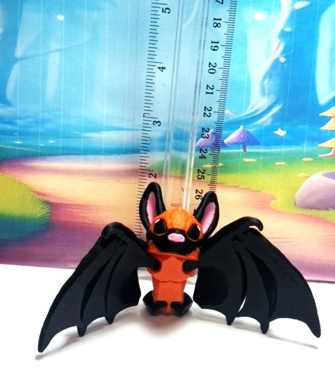 Articulated Bat, 3D Printed Bat, Cinderbat for Halloween Decor, Black and Orange Spooky Poseable Trick or Treat Bats