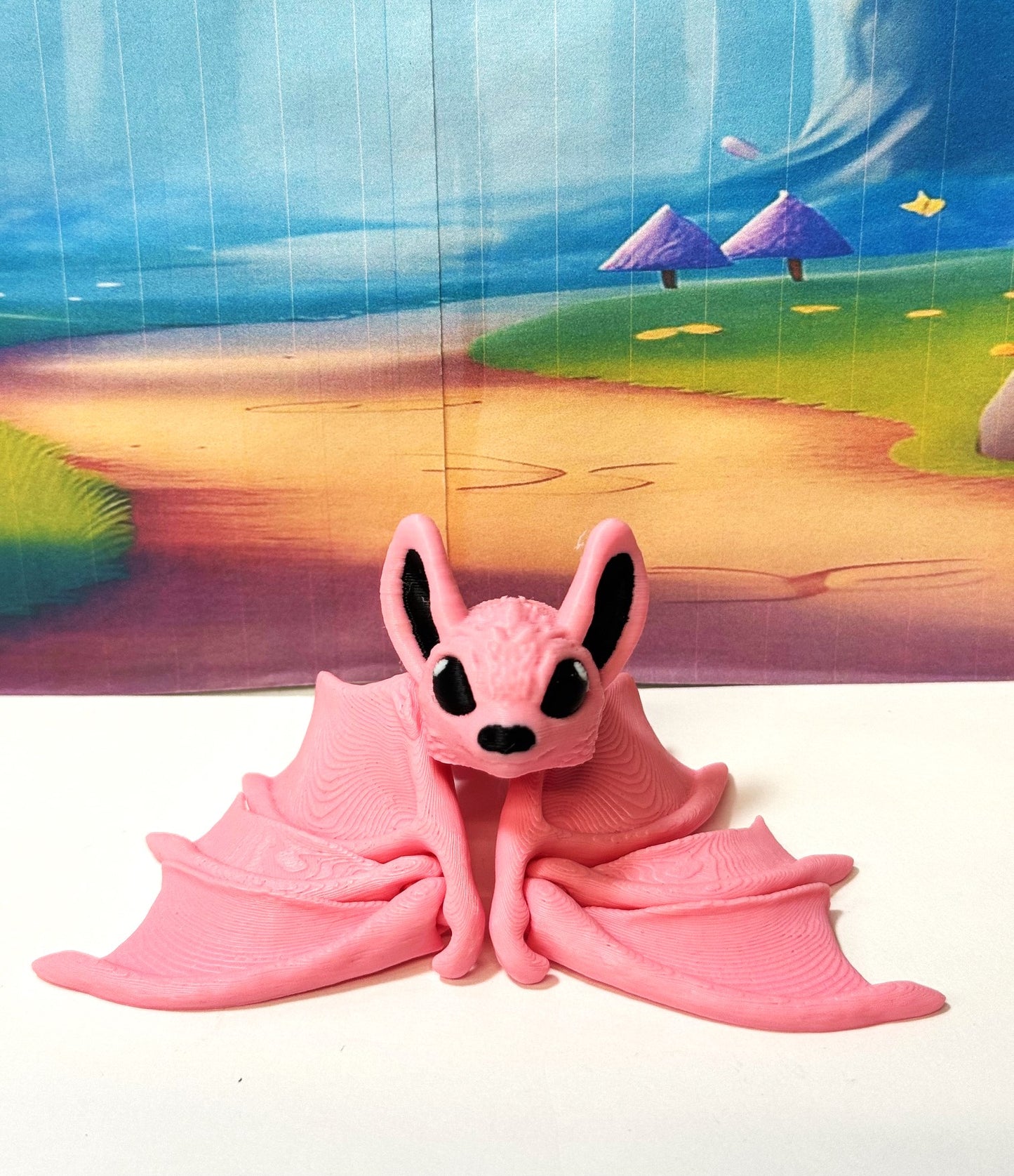 Pink Articulated Cinderbat for Halloween Decor, 3D Printed Bat, Poseable Fidget Trick or Treat Mini Bats