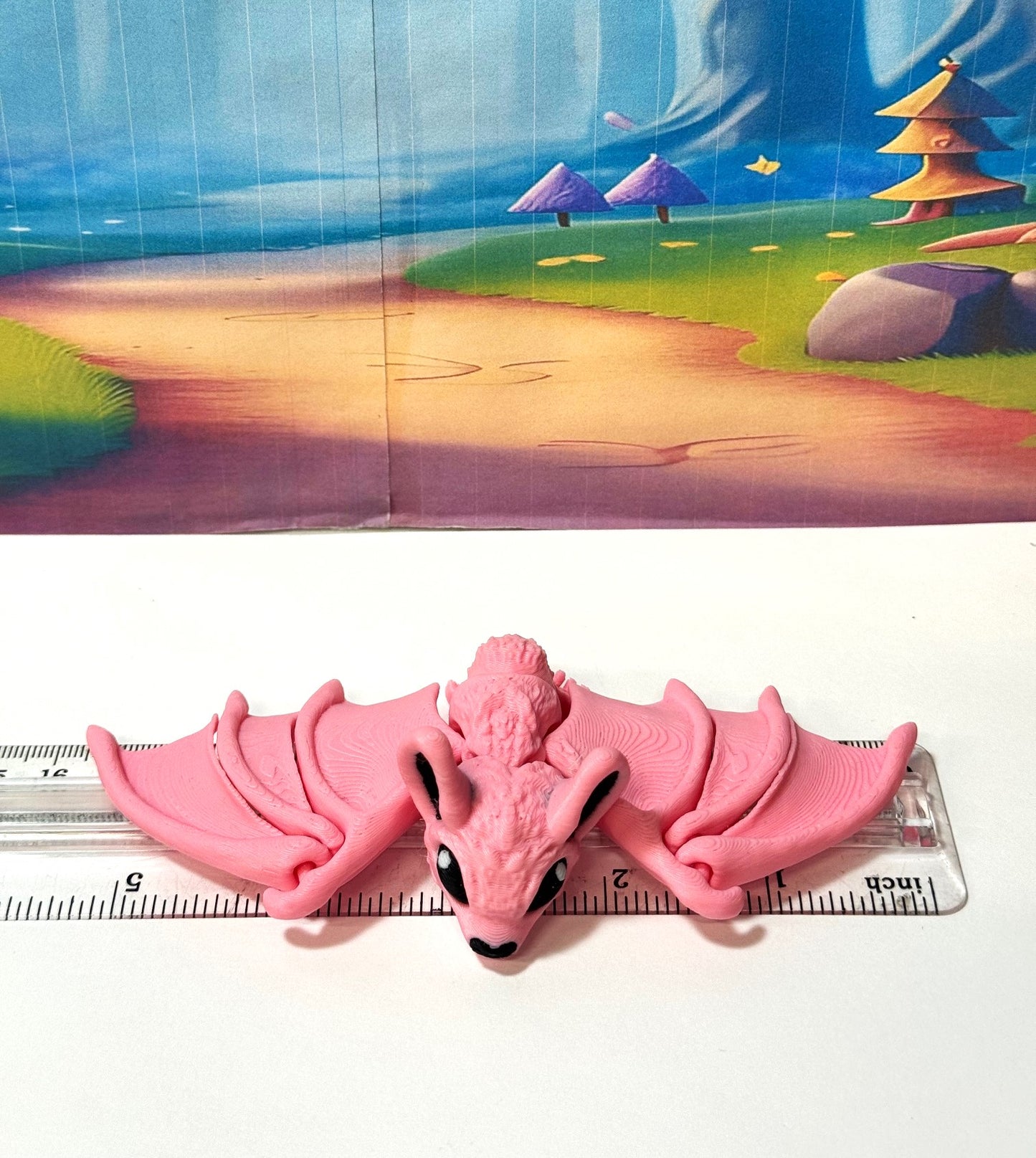 Pink Articulated Cinderbat for Halloween Decor, 3D Printed Bat, Poseable Fidget Trick or Treat Mini Bats