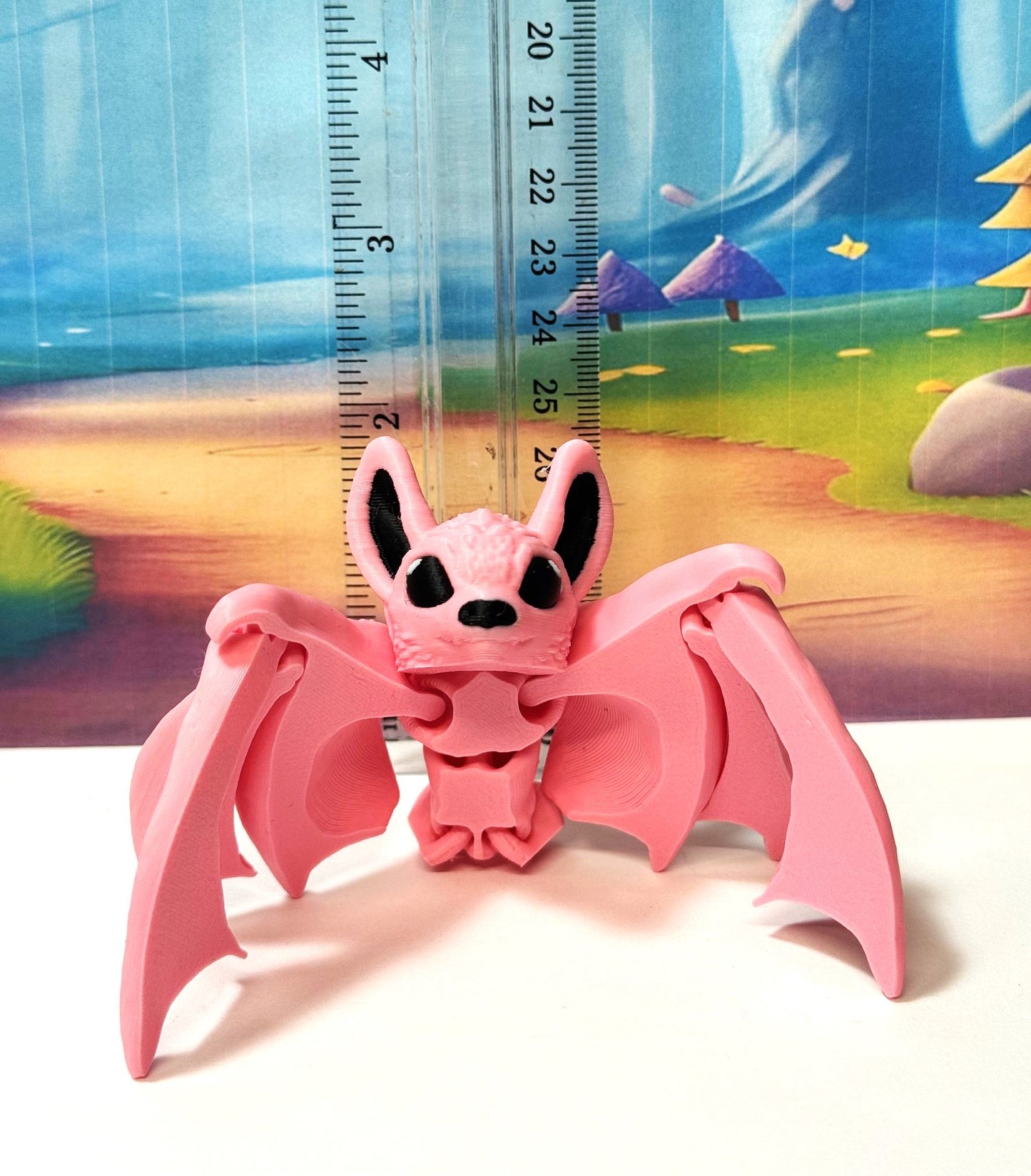 Pink Articulated Cinderbat for Halloween Decor, 3D Printed Bat, Poseable Fidget Trick or Treat Mini Bats
