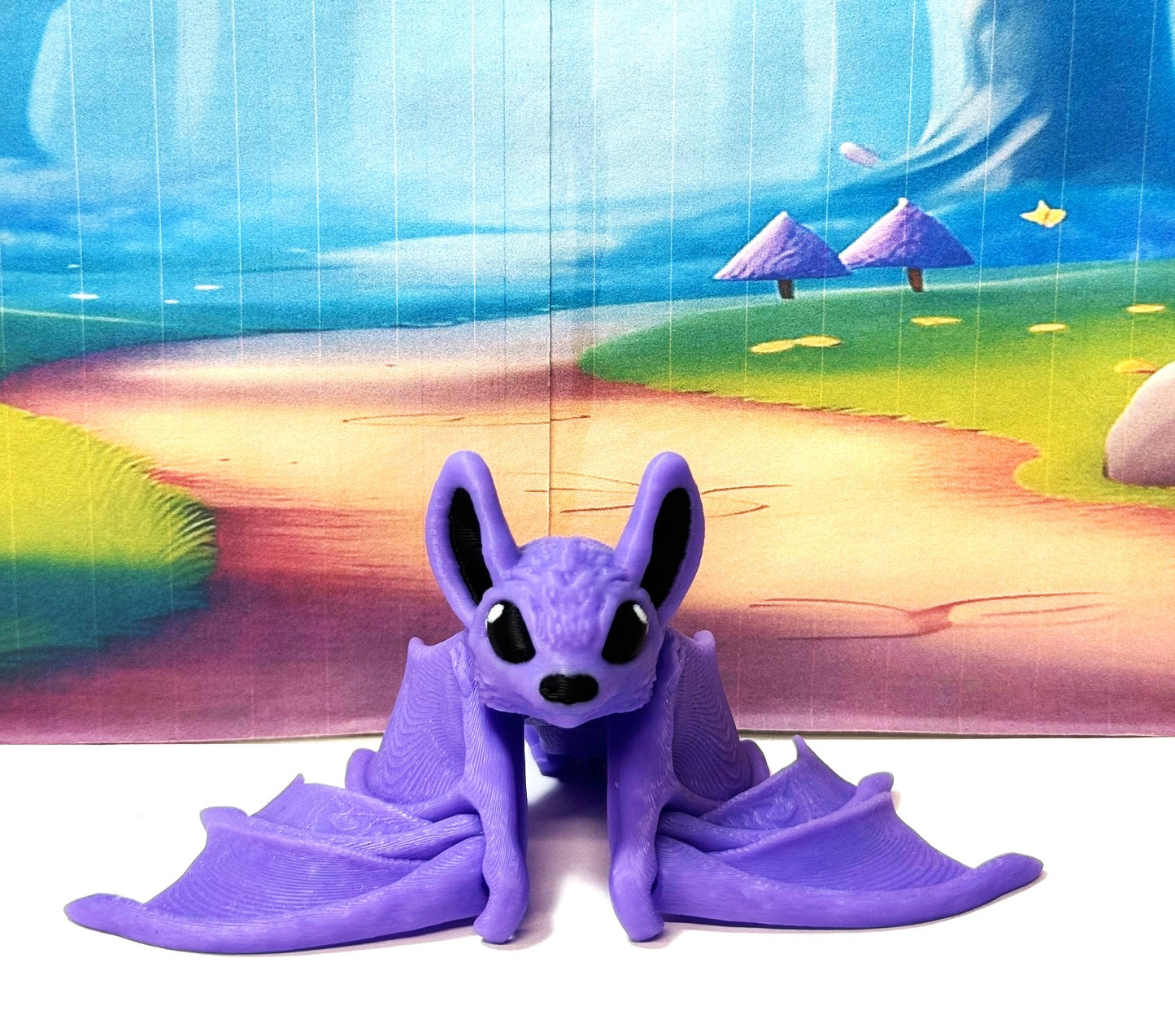 Articulated Cinderbat for Halloween Decor, 3D Printed Bat, Purple Poseable Fidget Trick or Treat Mini Bats