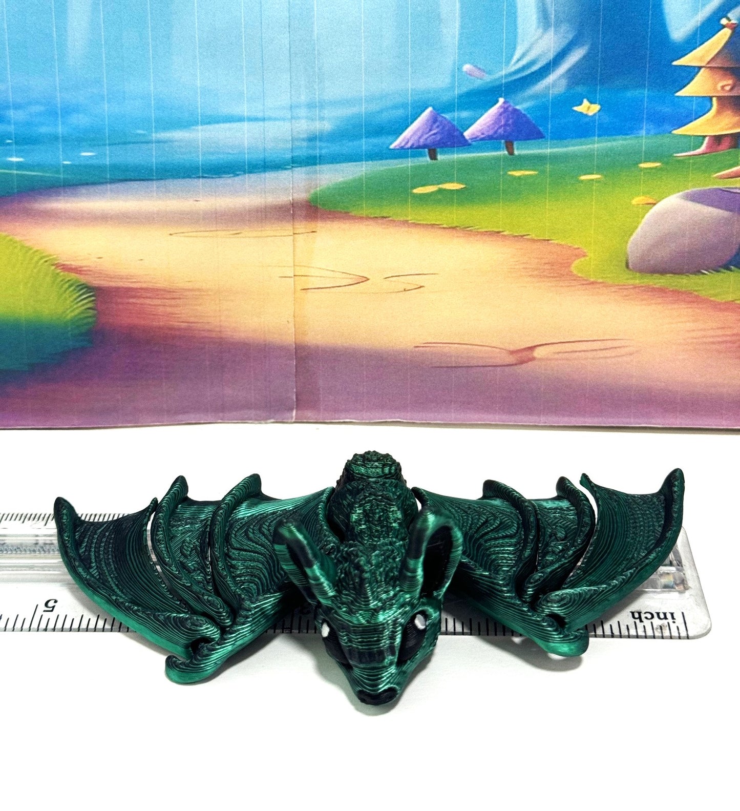 Articulated Bat, 3D Printed Bat, Cinderbat for Halloween Decor, Green Spooky Poseable Trick or Treat Bats.