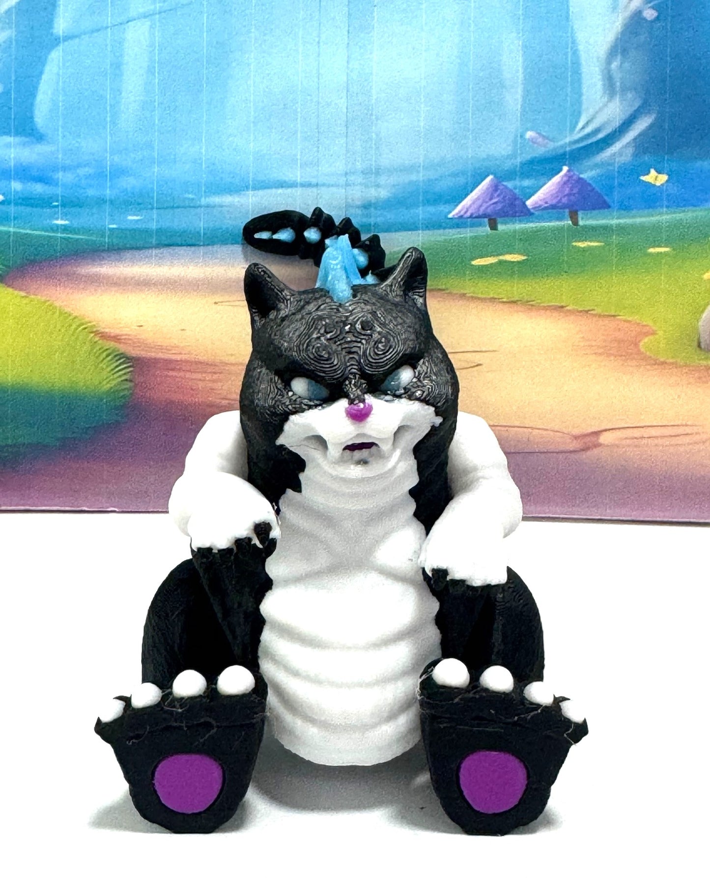 Cute Catzilla Statue for Home Decor, 3D Printed Glow in the Dark Catzilla, Durable Fidget Toy, Stress Relief Toy