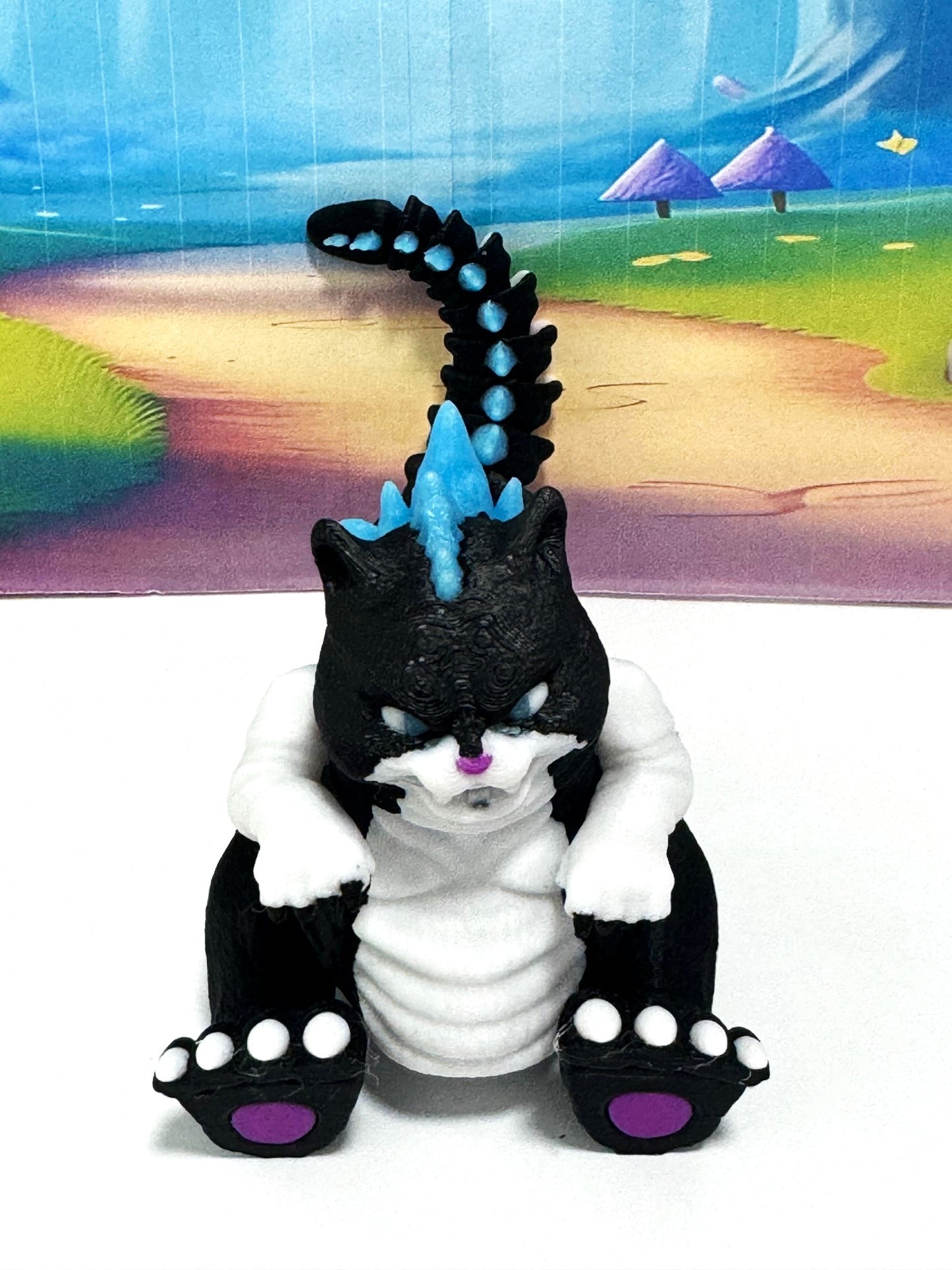 Cute Catzilla Statue for Home Decor, 3D Printed Glow in the Dark Catzilla, Durable Fidget Toy, Stress Relief Toy