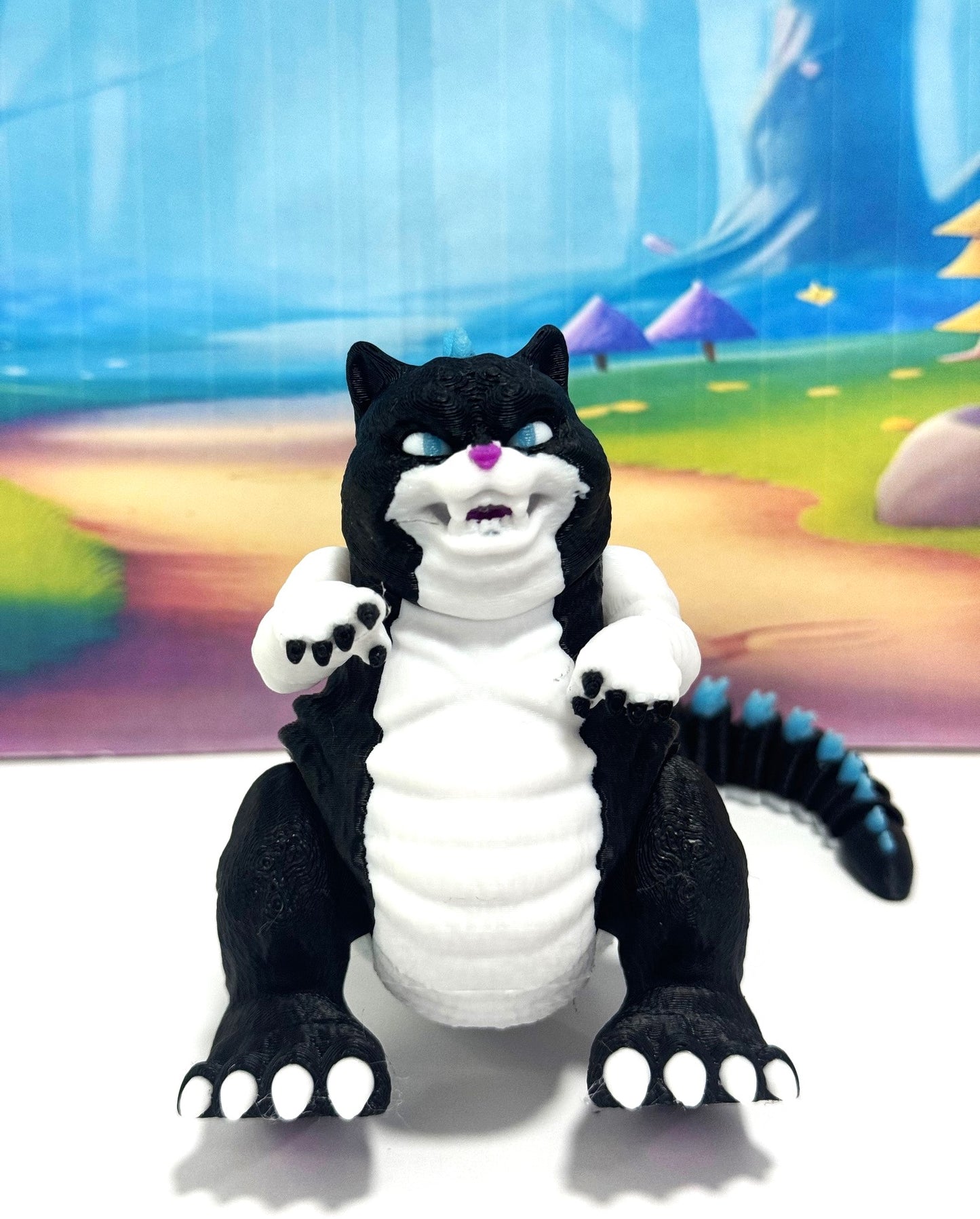 Cute Catzilla Statue for Home Decor, 3D Printed Glow in the Dark Catzilla, Durable Fidget Toy, Stress Relief Toy