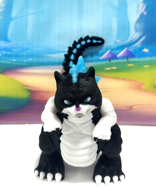 Cute Catzilla Statue for Home Decor, 3D Printed Glow in the Dark Catzilla, Durable Fidget Toy, Stress Relief Toy