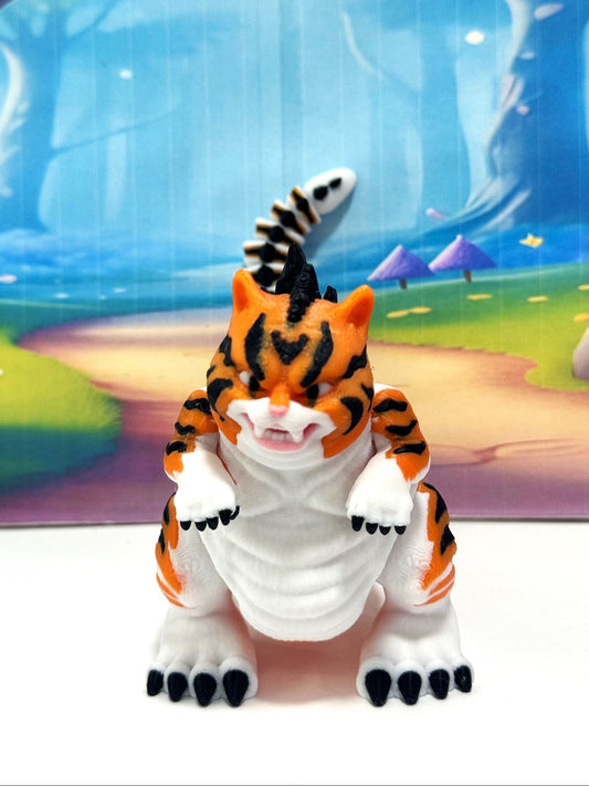 Cute Catzilla Statue for Home Decor, 3D Printed Meowzilla Statue Durable Fidget Toy, Stress Relief Toy