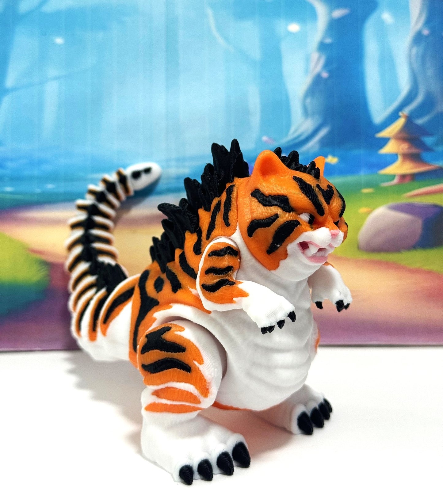 Cute Catzilla Statue for Home Decor, 3D Printed Meowzilla Statue Durable Fidget Toy, Stress Relief Toy
