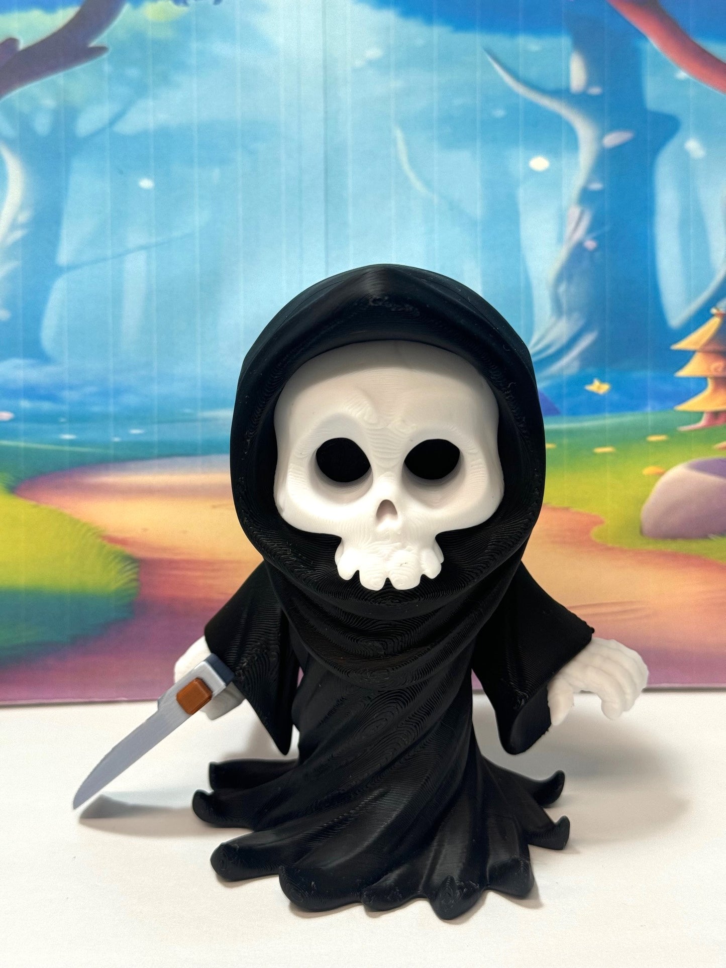 2pcs Grisly Reaper Halloween Decor, Grim Reaper Figurine, Spooky Halloween Decoration | Black Spooky Desk Ornament -AGR-4x