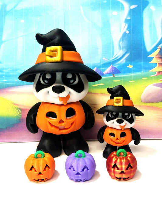 2pcs Pumpkin Pandas – 3D Printed Articulated Panda – 4" Halloween Witch Hat Panda Figurine - Fall Holiday Decoration (Copy)