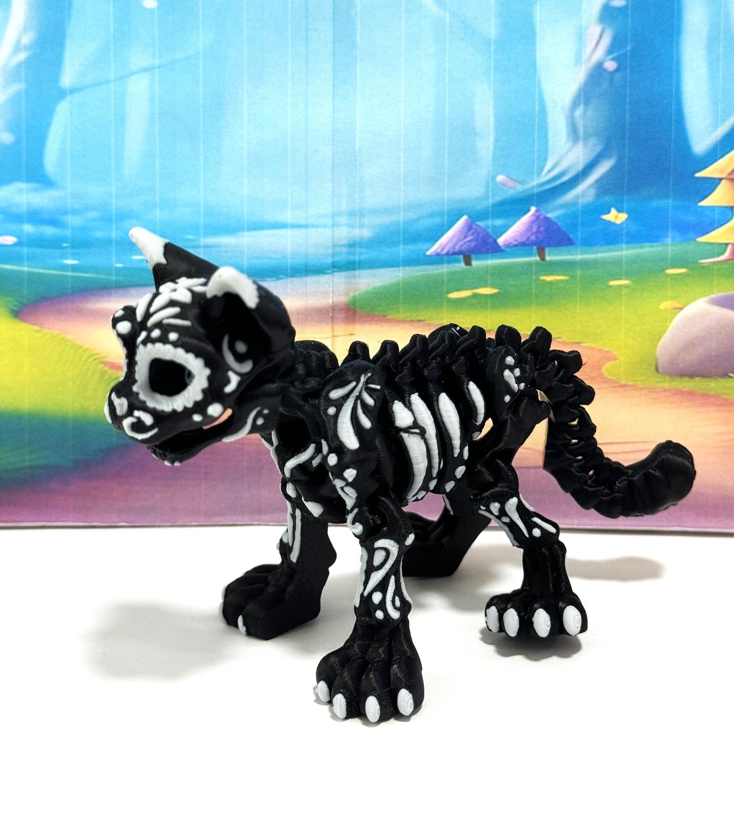 Articulated Cat and Dog Figure, 3D Printed Halloween Decor, Dia de los muertos