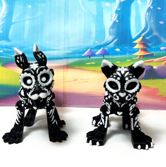 Articulated Cat and Dog Figure, 3D Printed Halloween Decor, Dia de los muertos