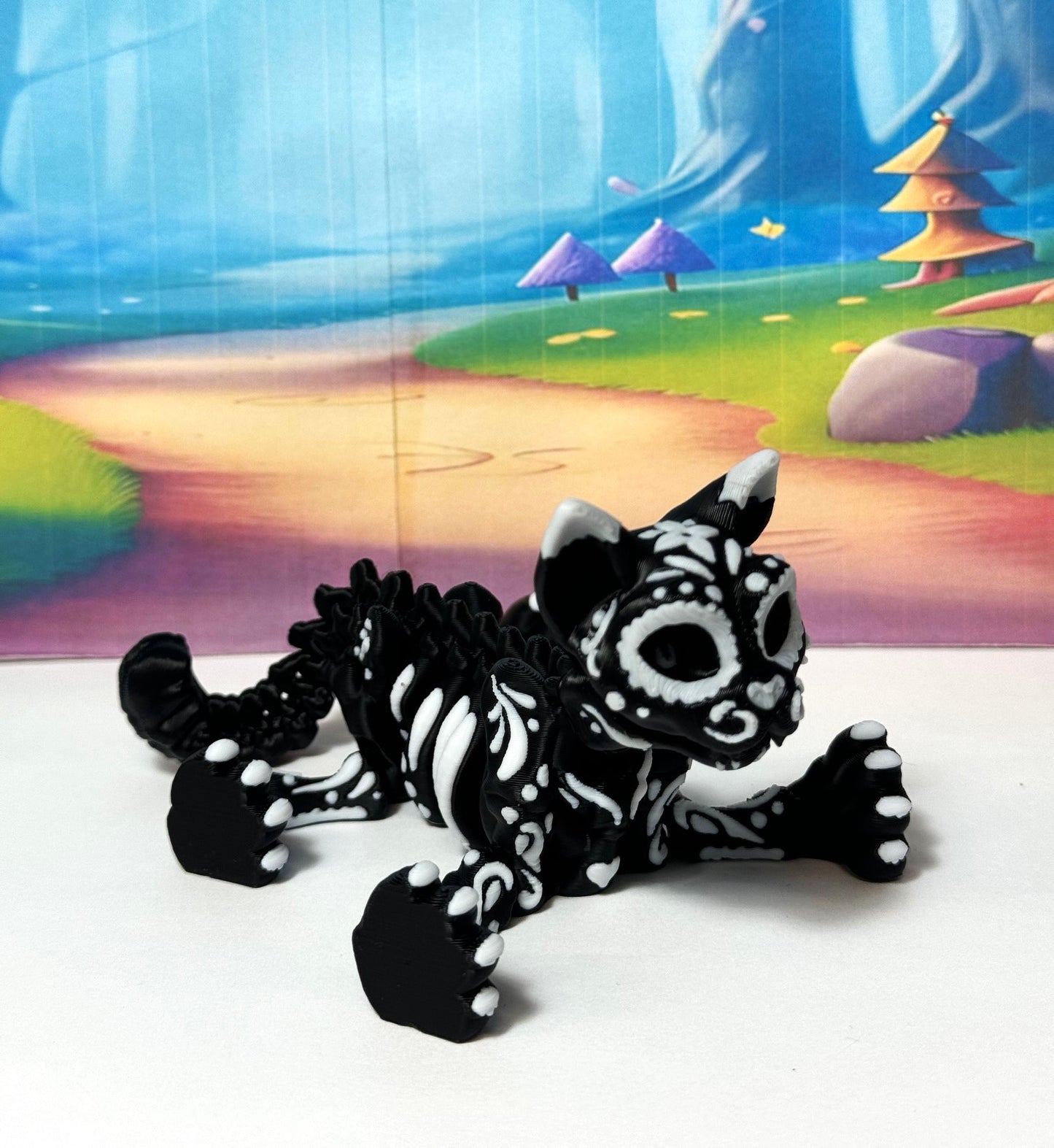 Articulated Cat and Dog Figure, 3D Printed Halloween Decor, Dia de los muertos