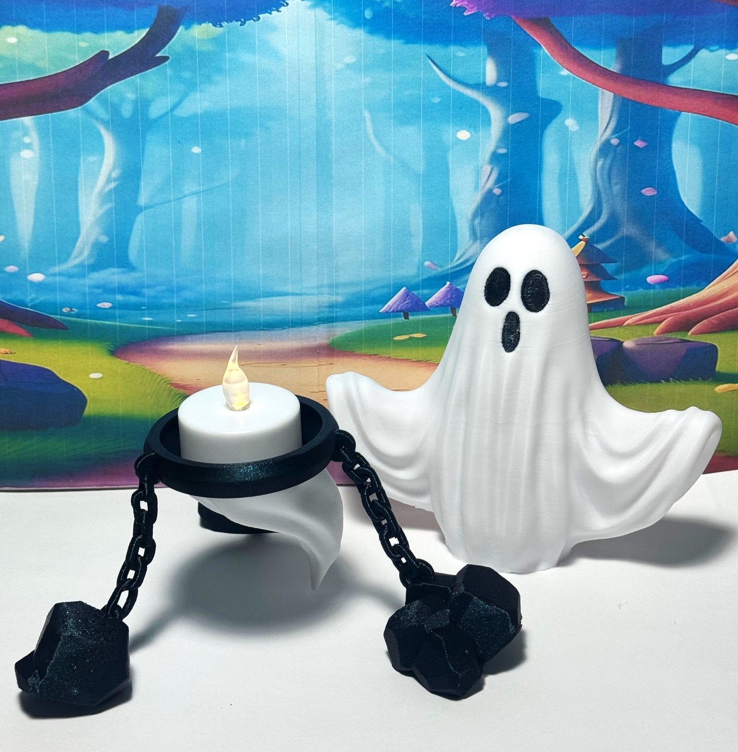 Cute Ghost Halloween Night Light, 7" 3D Printed Ghost with Tea Light, Night Light for Adults, Halloween Decor (Copy)
