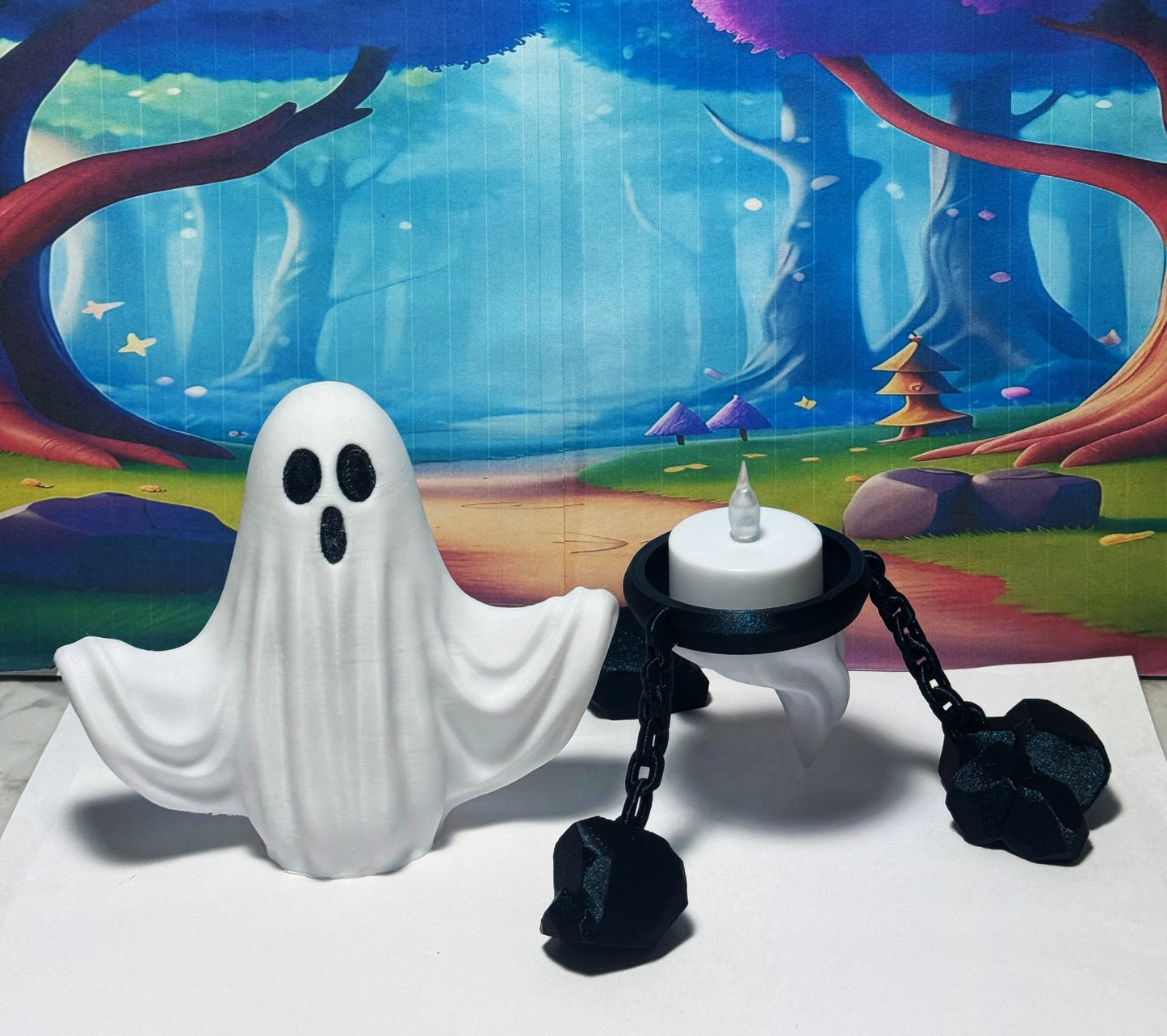 Cute Ghost Halloween Night Light, 7" 3D Printed Ghost with Tea Light, Night Light for Adults, Halloween Decor (Copy)