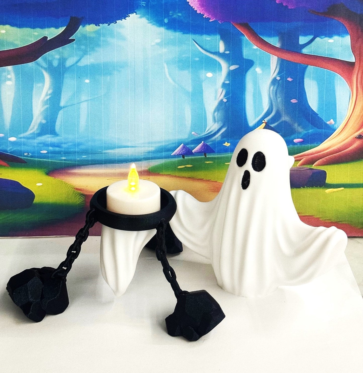 Cute Ghost Halloween Night Light, 7" 3D Printed Ghost with Tea Light, Night Light for Adults, Halloween Decor (Copy)