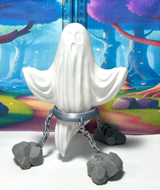 Cute Ghost Halloween Night Light, 7" 3D Printed Ghost with Tea Light, Night Light for Adults, Halloween Decor