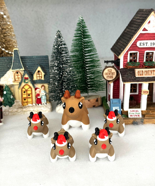 5pcs 3d Printed Christmas Reindeers, Articulated Tiny Animal Reindeer Figures Christmas Decoration Charms- MCA001-5X