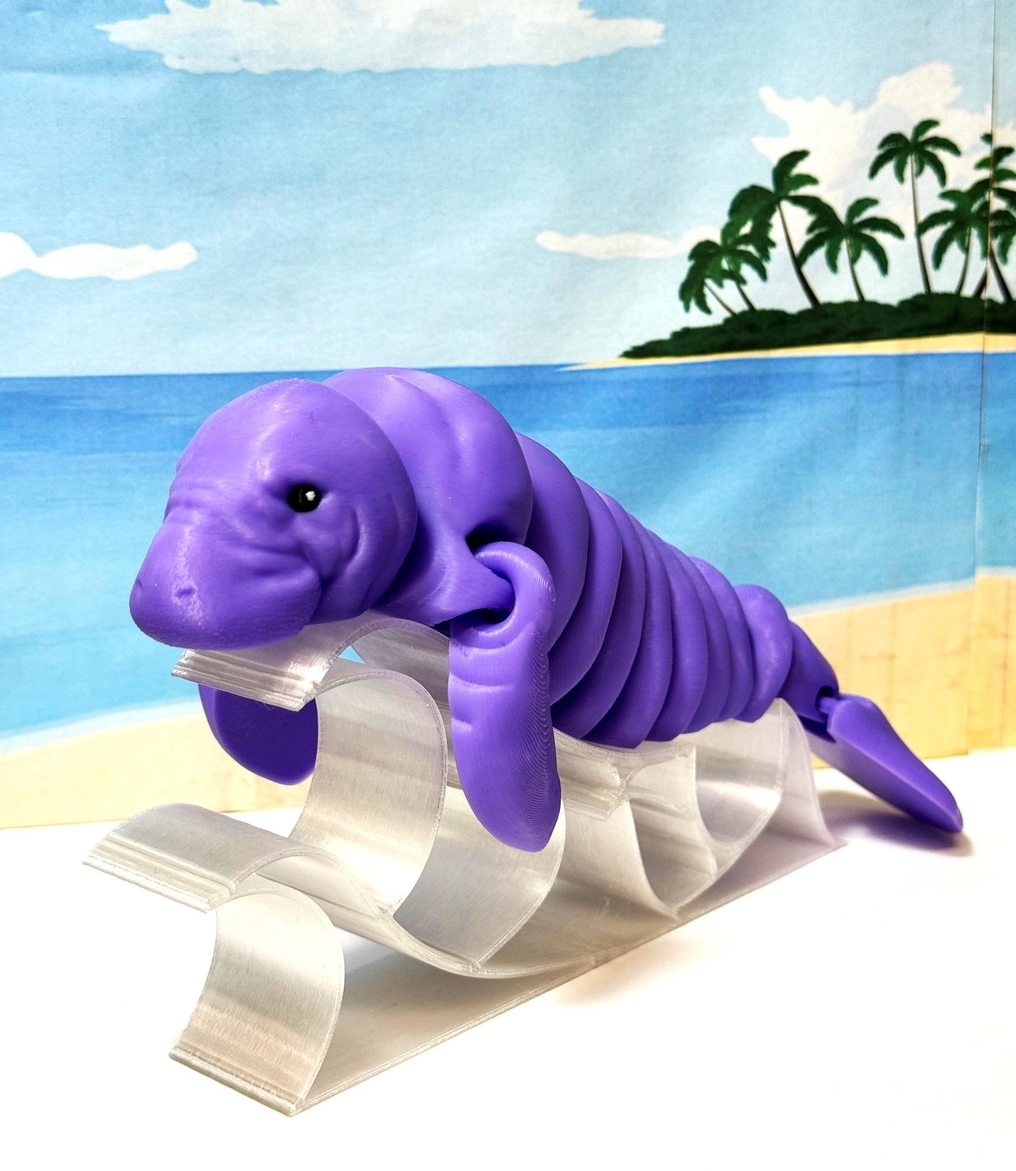 Articulated Manatee, 3D Printed Manatee, 3D Printed Animals, 9" Full Articulated Fidget Toys, Sea Animal Desk Decor, Purple Manatee