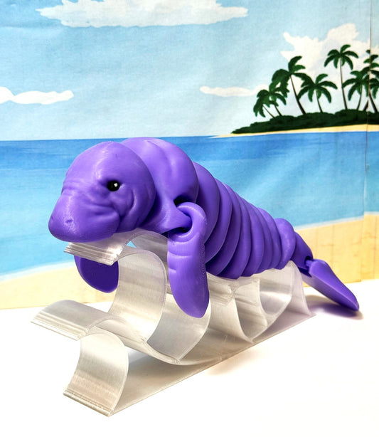 Articulated Manatee, 3D Printed Manatee, 3D Printed Animals, 9" Full Articulated Fidget Toys, Sea Animal Desk Decor, Purple Manatee