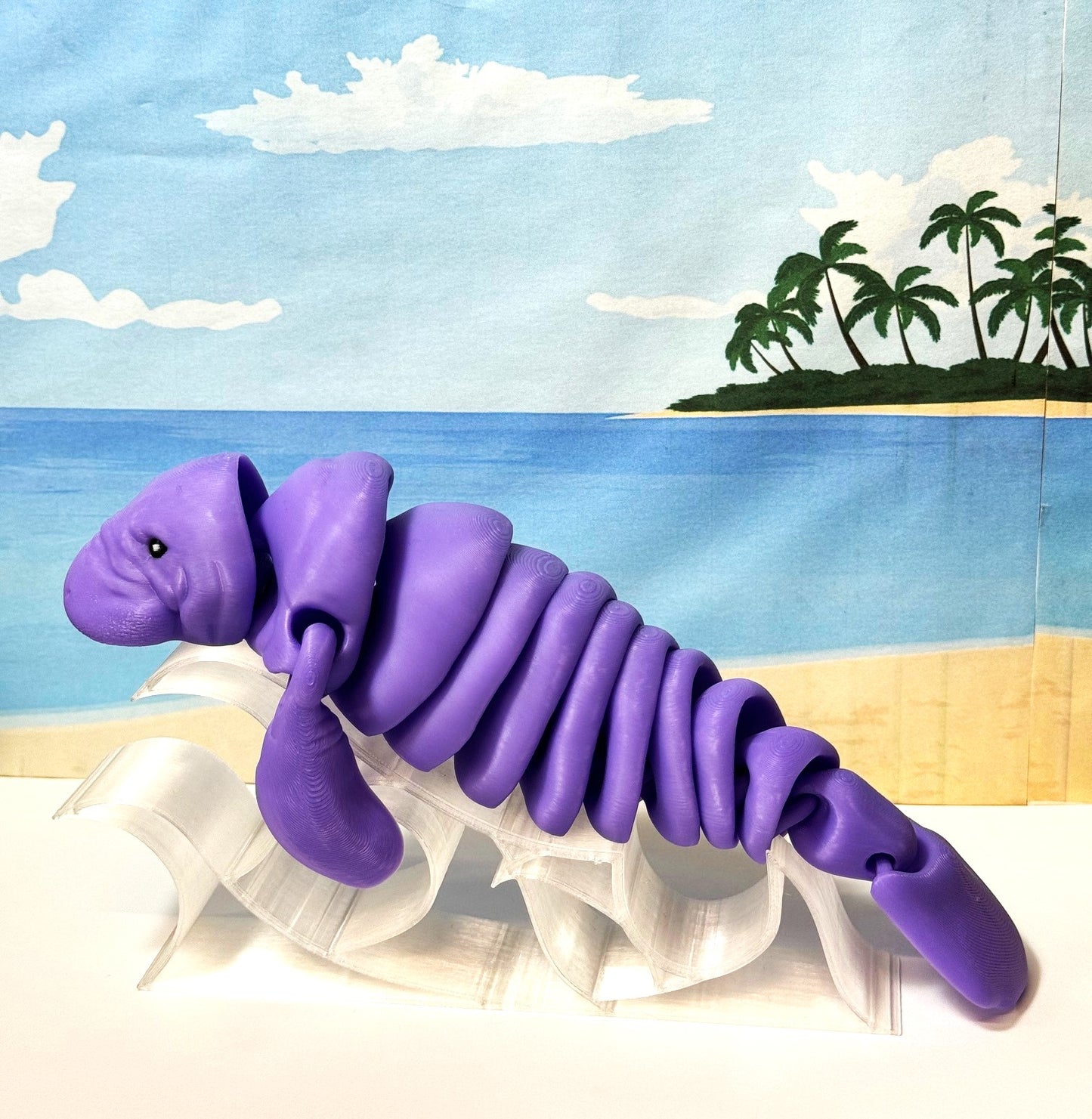 Articulated Manatee, 3D Printed Manatee, 3D Printed Animals, 9" Full Articulated Fidget Toys, Sea Animal Desk Decor, Purple Manatee
