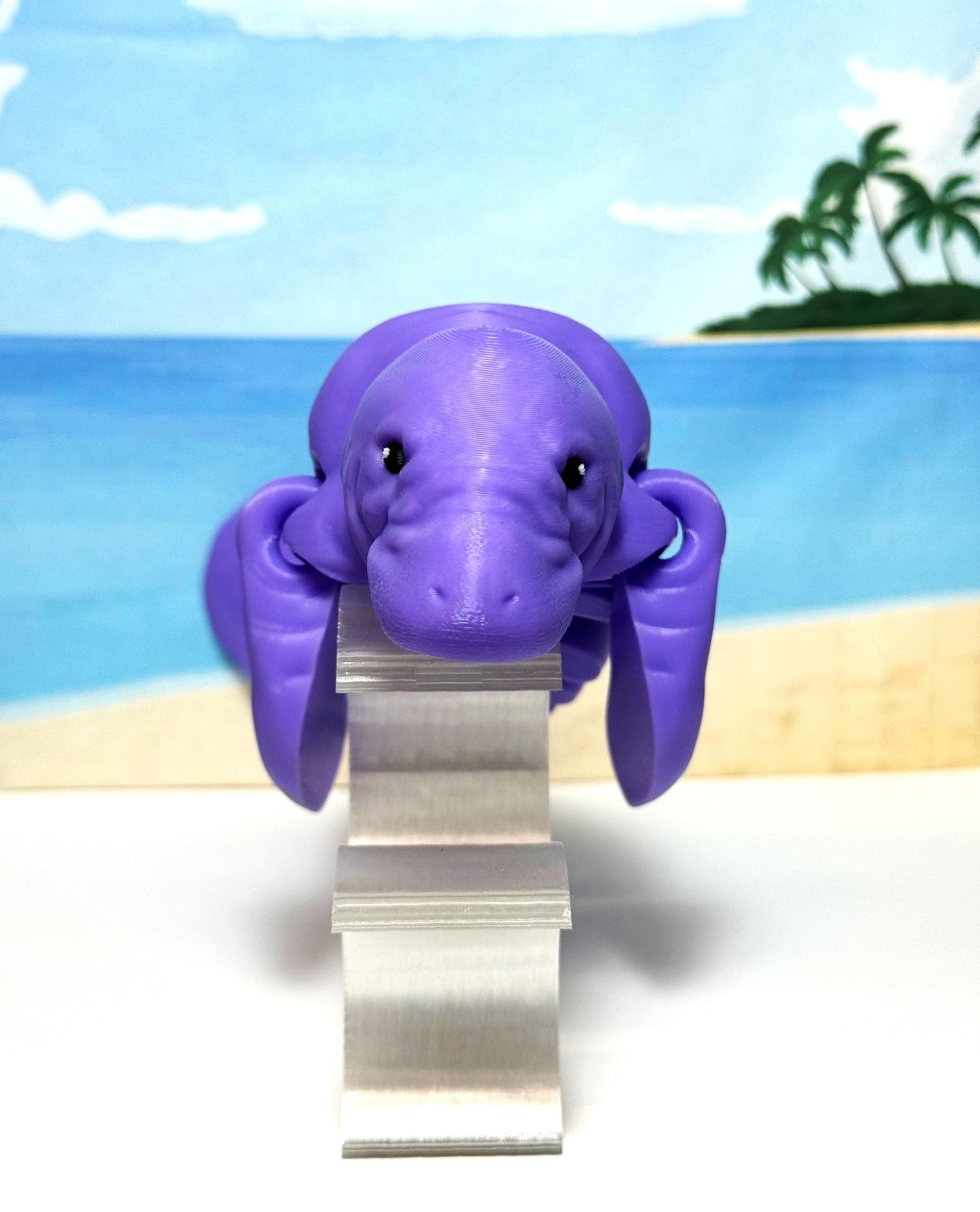 Articulated Manatee, 3D Printed Manatee, 3D Printed Animals, 9" Full Articulated Fidget Toys, Sea Animal Desk Decor, Purple Manatee